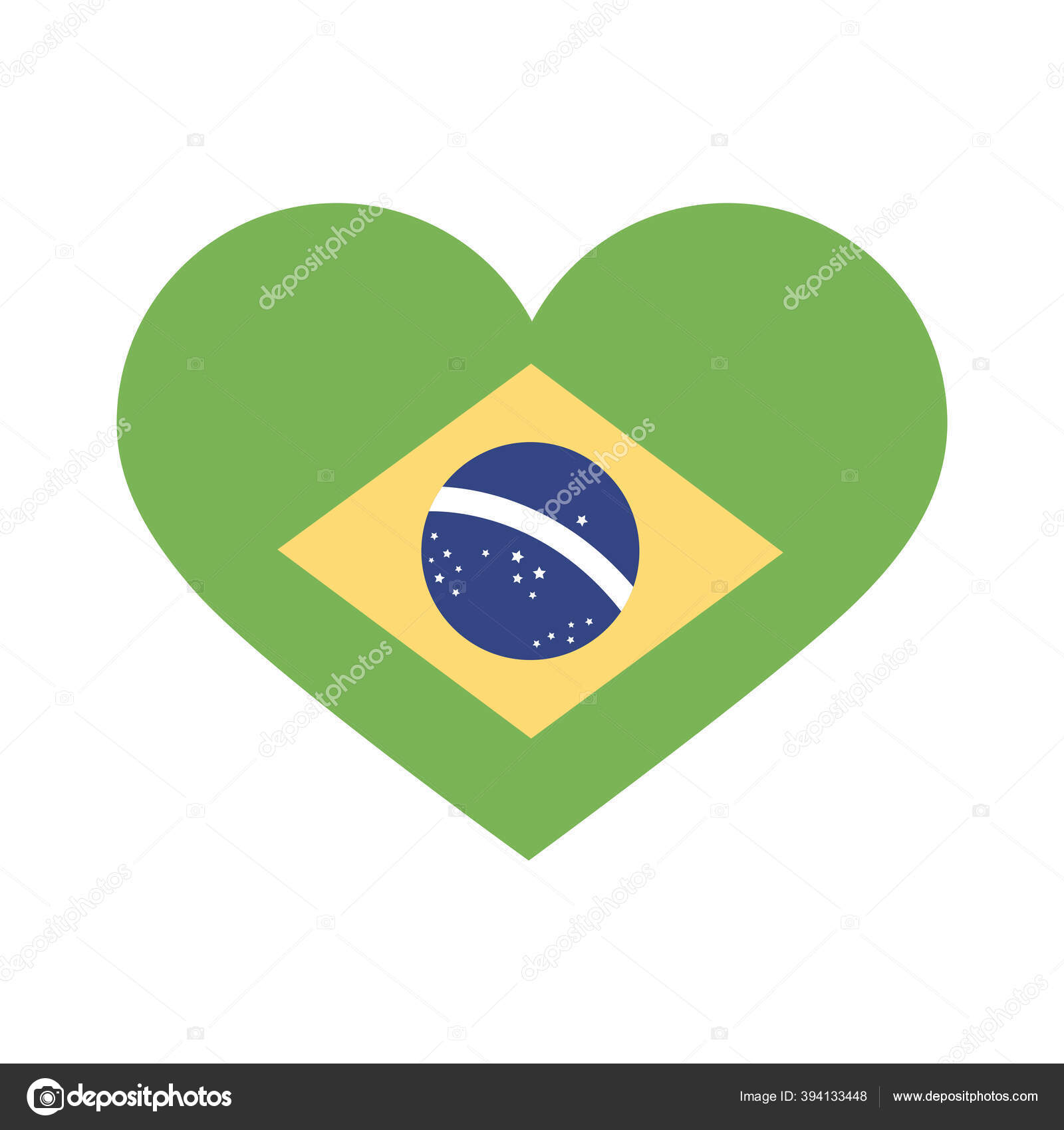 Bandeira do brasil no coração ícone de estilo plano vetor(es) de stock de  ©yupiramos 394133448