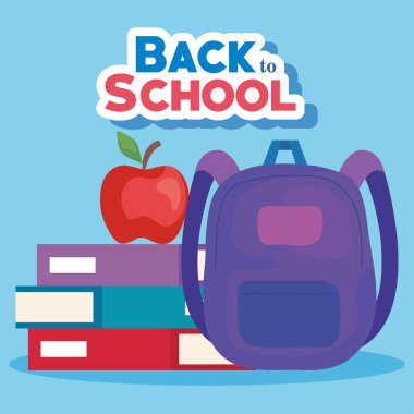 Sırt çantalı okul pankartına dön ve eğitim al.