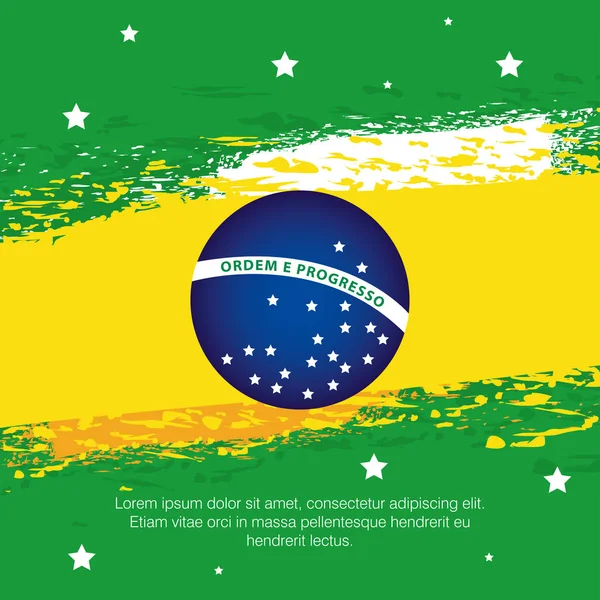 Banner of brazil independence celebration, with icons flag emblem decoration — Stock Vector