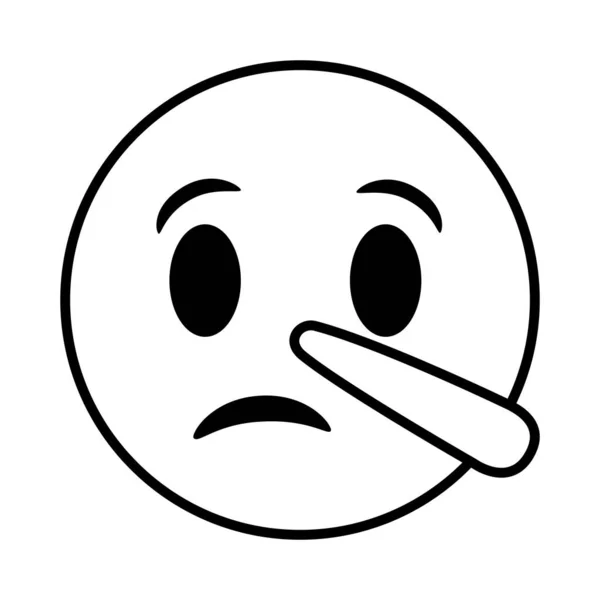 Ledsen emoji ansikte med lång näsa linje stil ikon — Stock vektor