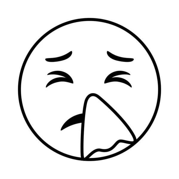 Ícone de estilo de linha de doença rosto emoji —  Vetores de Stock