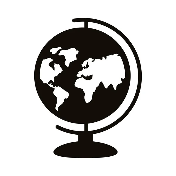Světová planeta Země škola dodávky silueta styl ikona — Stockový vektor