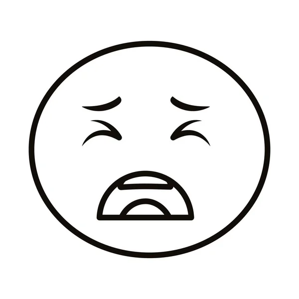 Faccina emoji piangendo icona stile linea classica — Vettoriale Stock