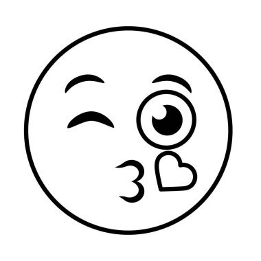 Öpücük emoji yüzü klasik çizgi biçimi simgesi