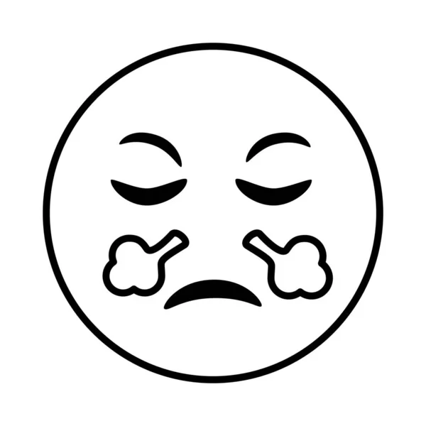 Angry emoji face smoke coming out of his nose line style icon — Stock Vector