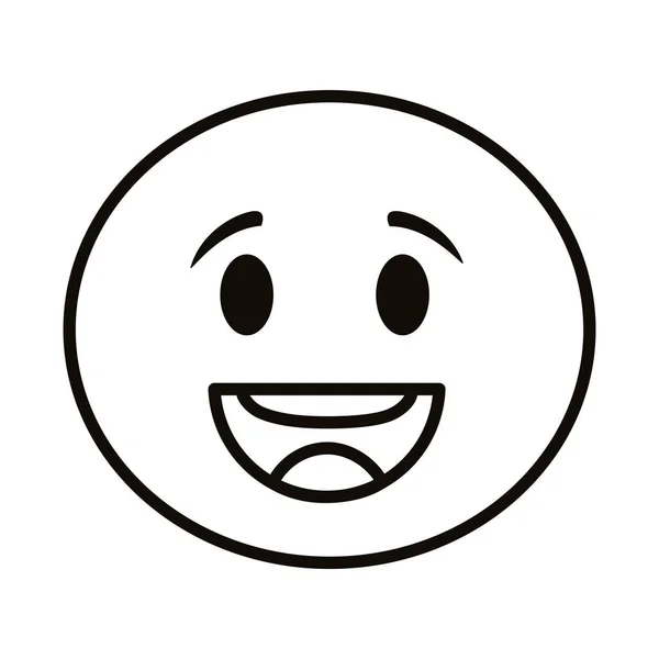 Heureux emoji visage classique ligne style icône — Image vectorielle