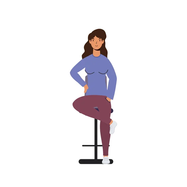 Avatar woman cartoon on chair vector design — Stock Vector