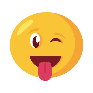 Dil ve düz stil simgesi ile çılgın emoji suratı