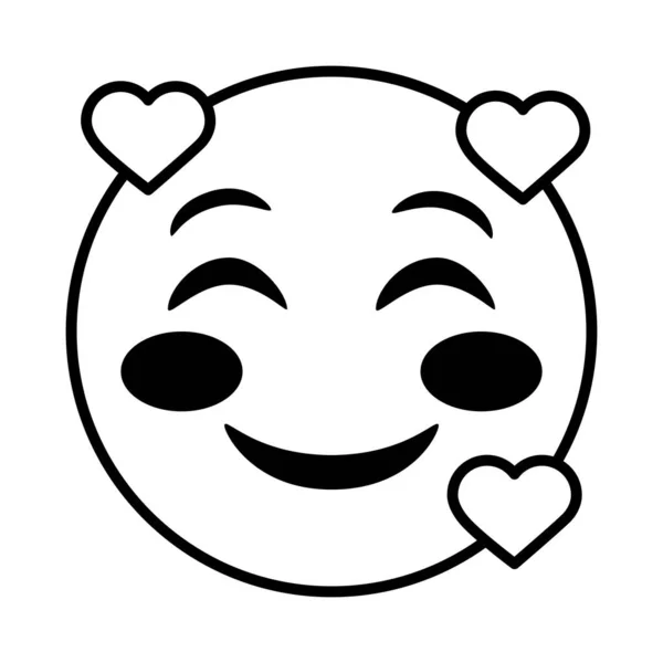 Hermosa cara emoji con corazón línea estilo icono — Vector de stock