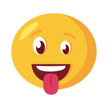 Dil ve düz stil simgesi ile çılgın emoji suratı
