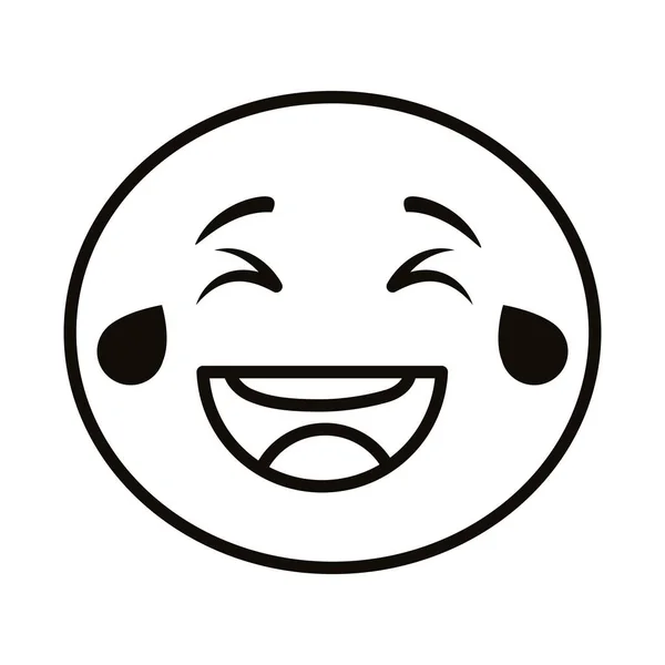 Emoji face laughing classic line style icon — Stock Vector