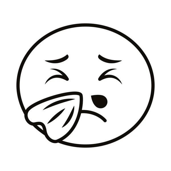 Sick cold emoji face classic line style icon — Stock Vector