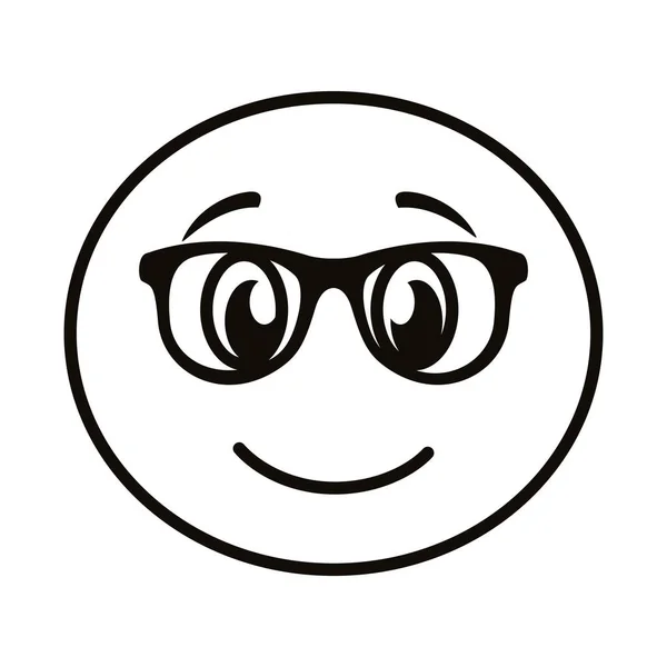 Emoji cara clásica con gafas icono de estilo de línea — Archivo Imágenes Vectoriales