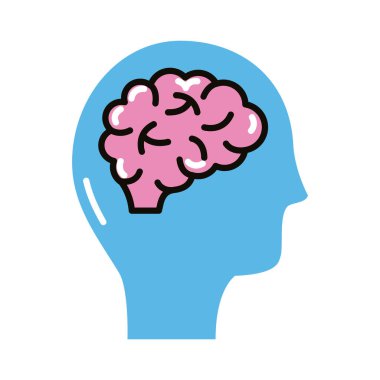 Beyin insan satırı ile profil ve biçim simgesi