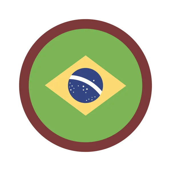 Brazil flaga pieczęć płaski styl ikona — Wektor stockowy