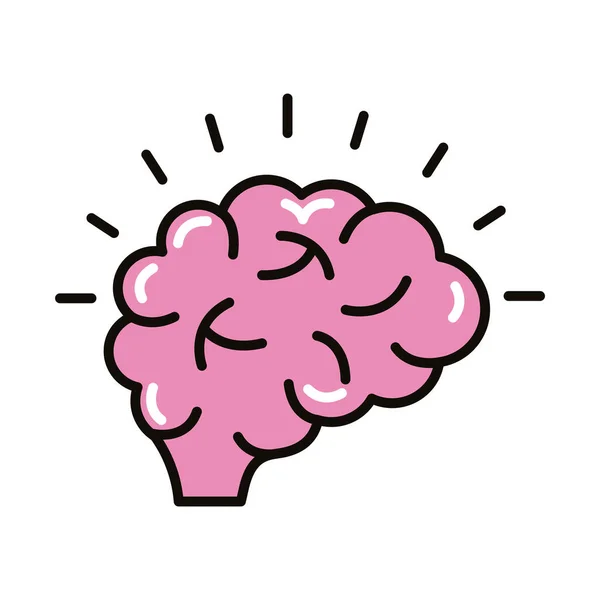 Línea humana del cerebro e icono de estilo de relleno — Vector de stock