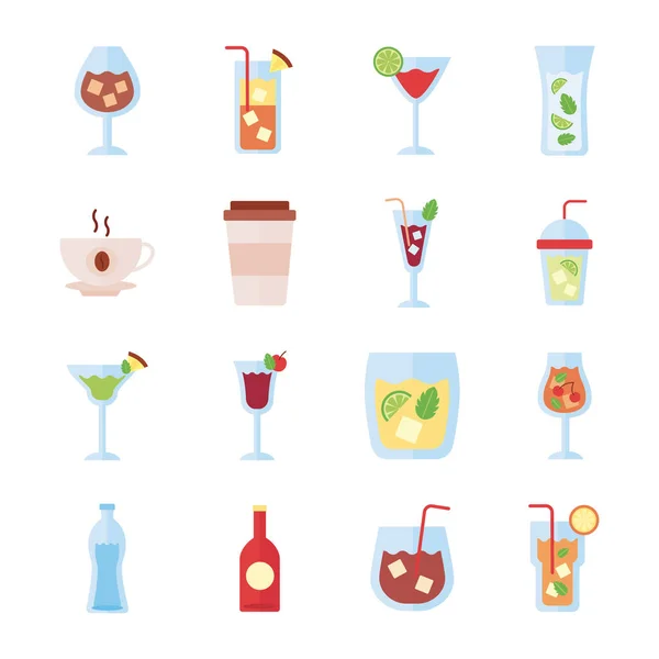 Pacote de ícones conjunto de coleta de bebidas — Vetor de Stock