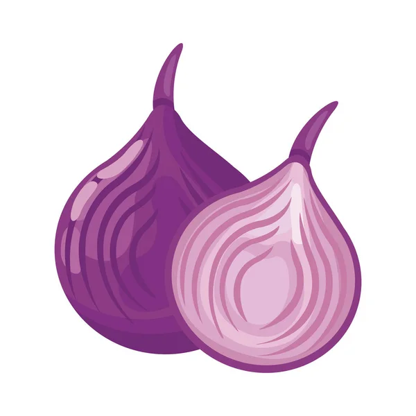 紫玉ねぎ健康野菜詳細スタイルのアイコン — ストックベクタ