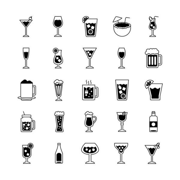 Paquete de bebidas conjunto de iconos — Archivo Imágenes Vectoriales