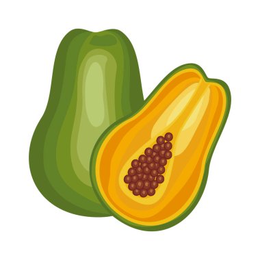 papaya taze lezzetli meyve ayrıntılı stil simgesi