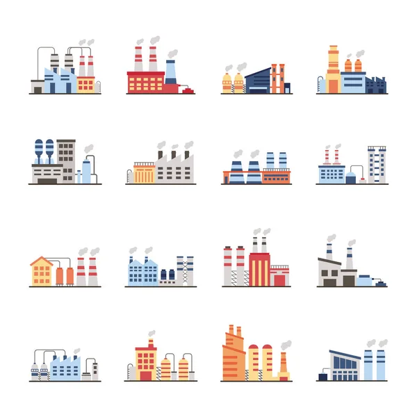 Комплект промышленных иконок фабрики — стоковый вектор