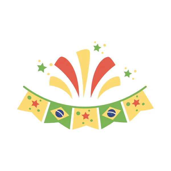 Бразильські прапори в гірляндах іконка плоского стилю — стоковий вектор