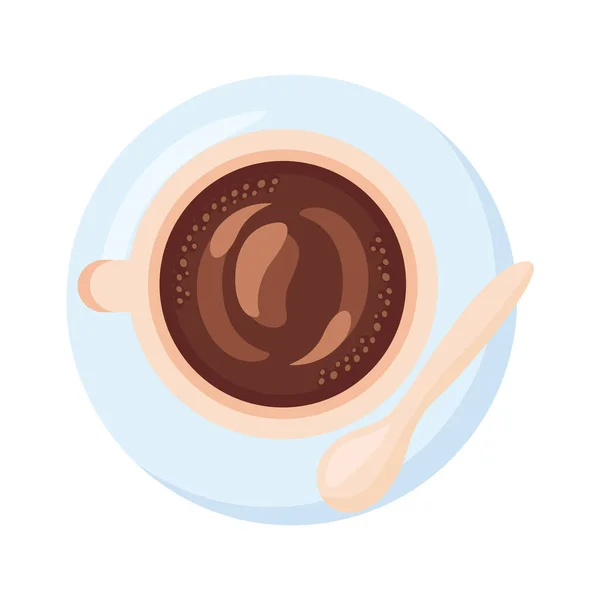 Kaffeetasse trinken und Löffel detaillierten Stil — Stockvektor