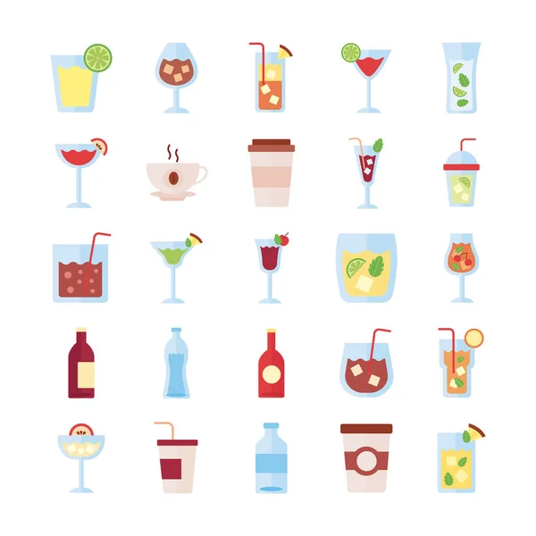 Bundel van drankjes collectie set pictogrammen — Stockvector