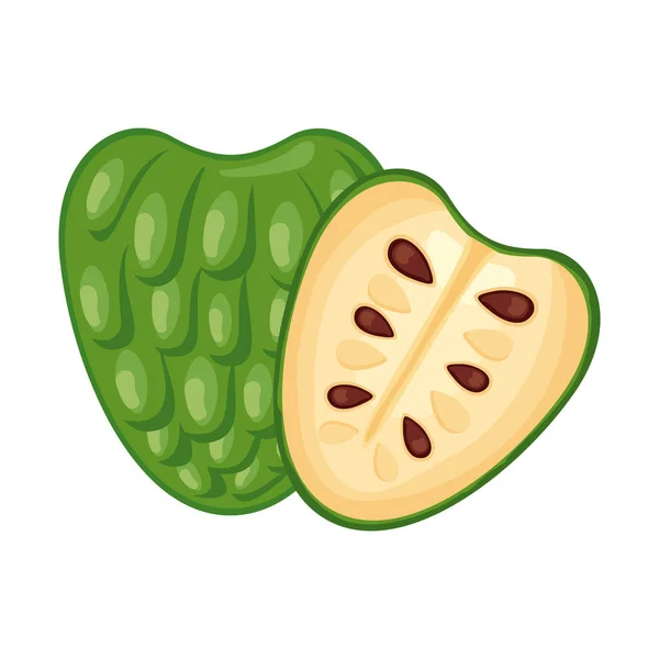 Soursop fruta fresca deliciosa icono de estilo detallado — Vector de stock