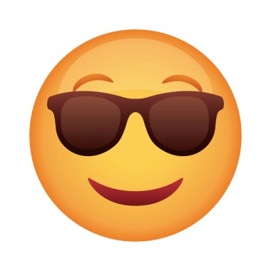 Güneş gözlüğü simgesiyle yüz ifadesi klasik