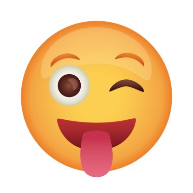 Dil ve düz stil simgesi ile çılgın emoji suratı