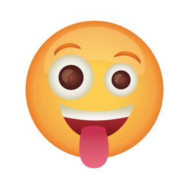 Dil ve düz stil simgesi ile çılgın emoji suratı