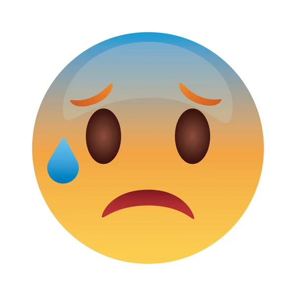 Crying emoji face classic flat style icon — Stock Vector