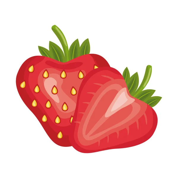 Fraise fruits délicieux frais icône de style détaillé — Image vectorielle