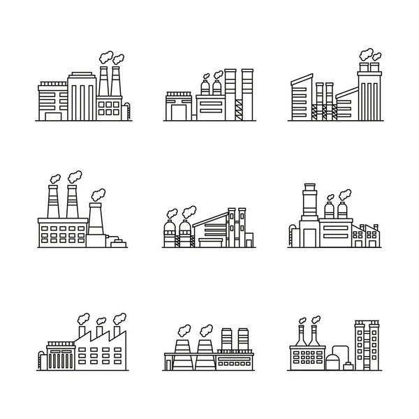 Paquet d'icônes ensemble usine de l'industrie — Image vectorielle