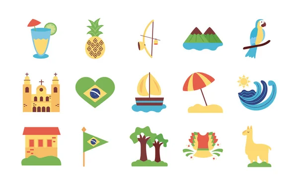 Conjunto de ícones do brasil — Vetor de Stock