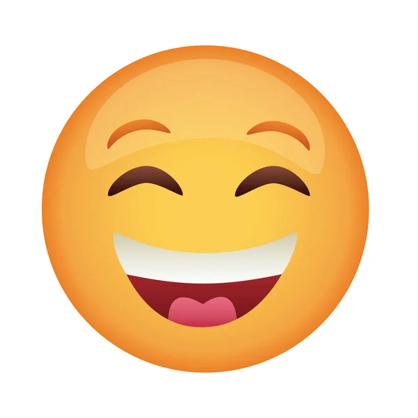 Emoji ansikte skrattar klassiska platt stil ikon — Stock vektor