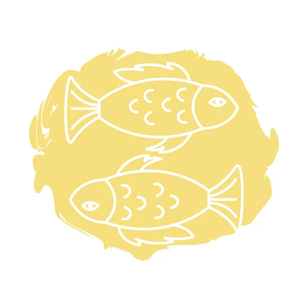 Pisces zodiac sign block style icon — Stock Vector