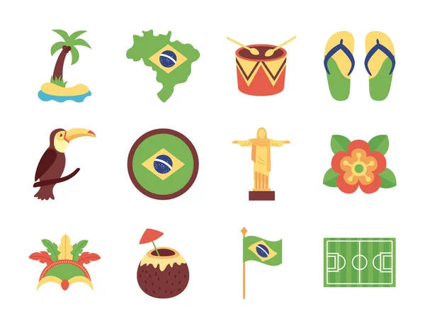 Svazek brazilských nastavených ikon — Stockový vektor