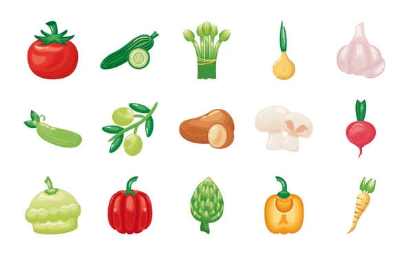 Paquete de verduras establecer iconos — Archivo Imágenes Vectoriales