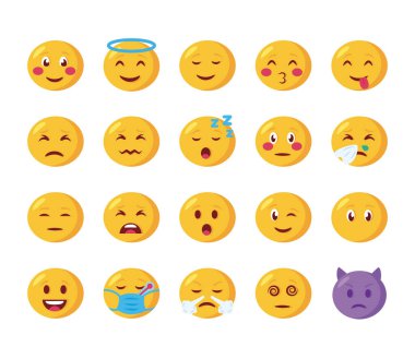 emoji yüzleri demeti simgeleri ayarlar