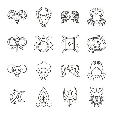 Zodyak işaretleri ve semboller yığını