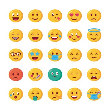 emoji yüzleri demeti simgeleri ayarlar