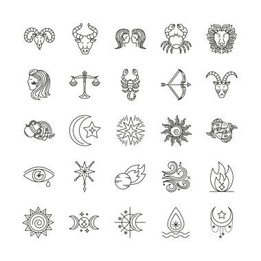 Zodyak işaretleri ve semboller yığını