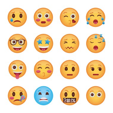 emoji yüzleri demeti simgeleri ayarlar