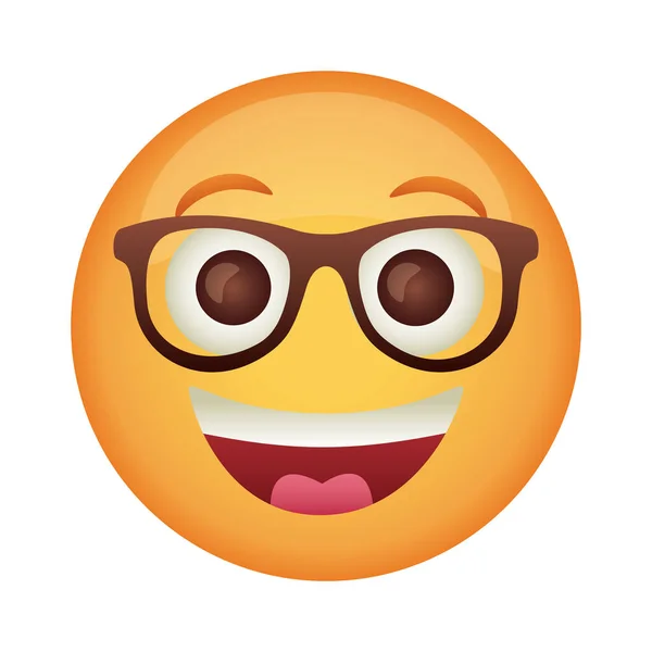 Emoji cara riendo con gafas de vista icono de estilo plano — Archivo Imágenes Vectoriales