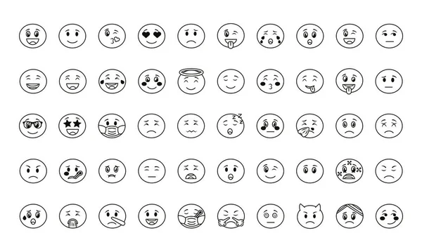 Pakiet ikon zestawów emotów — Wektor stockowy