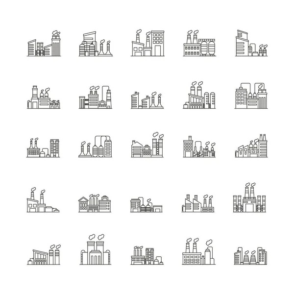 Bundle of industry factory set icons — Stock Vector