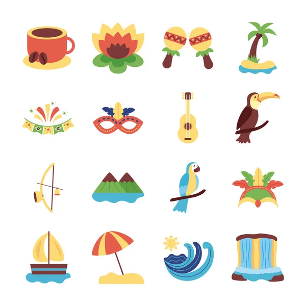 Paquete de iconos de Brasil conjunto — Archivo Imágenes Vectoriales
