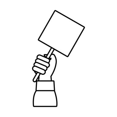 Protesto pankartı çizgi simgesi ile insan eli